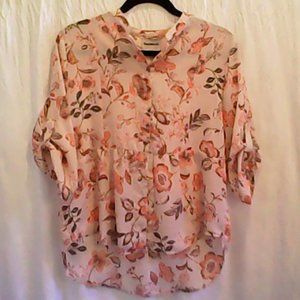 Bon Worth Peach 3/4 quarter length sleeve blouse
